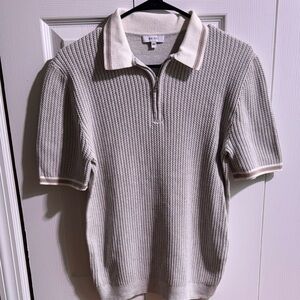 Reiss Gray and Cream Polo Shirt